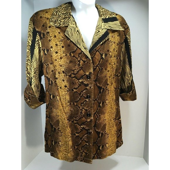 Vanity Womens Snake Sequin Blouse Python Top - Picture 3 of 10